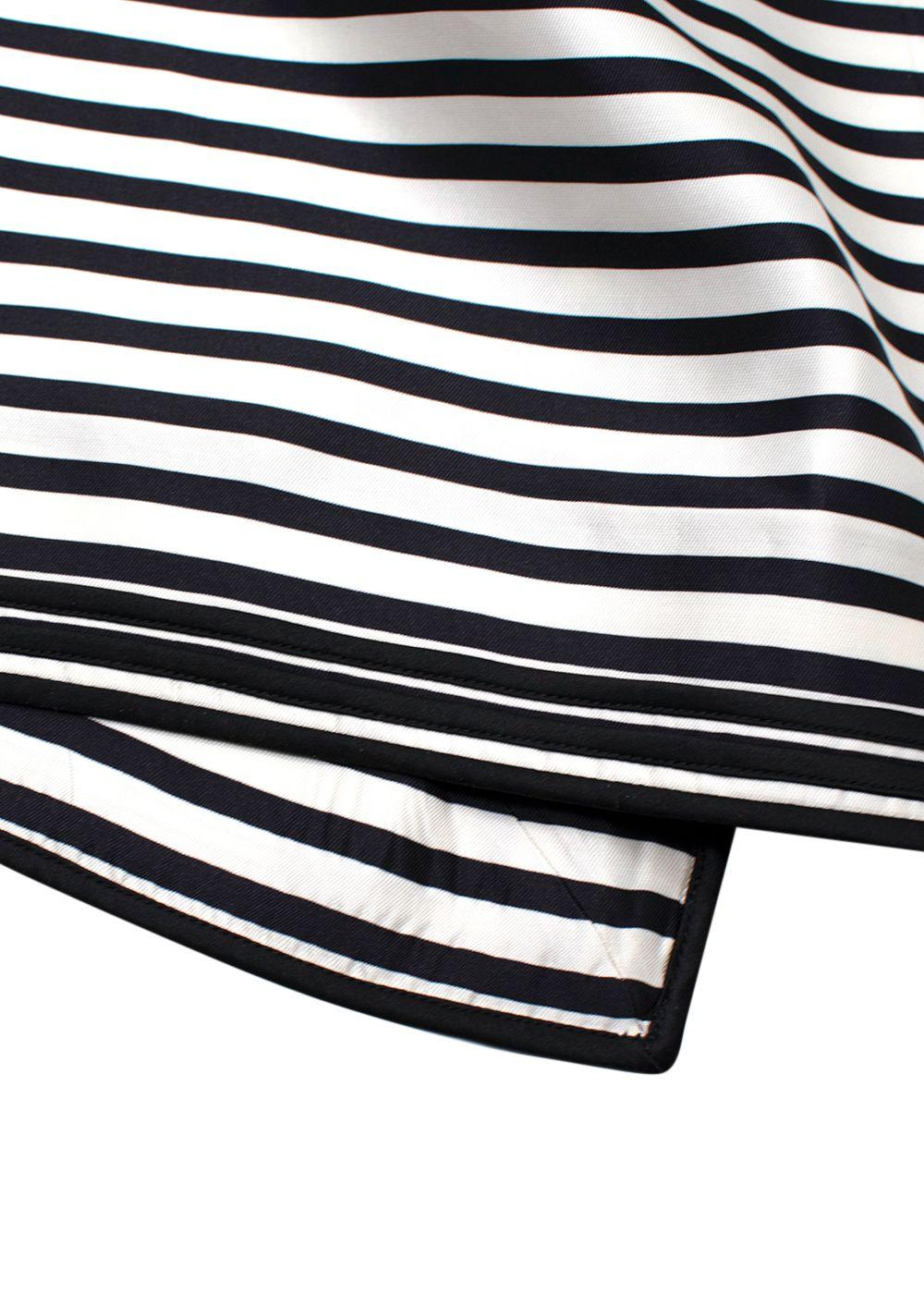 Dolce & Gabbana  Black and White Mandarin Collar Striped Silk Dress