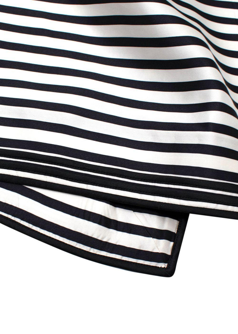 Dolce & Gabbana  Black and White Mandarin Collar Striped Silk Dress