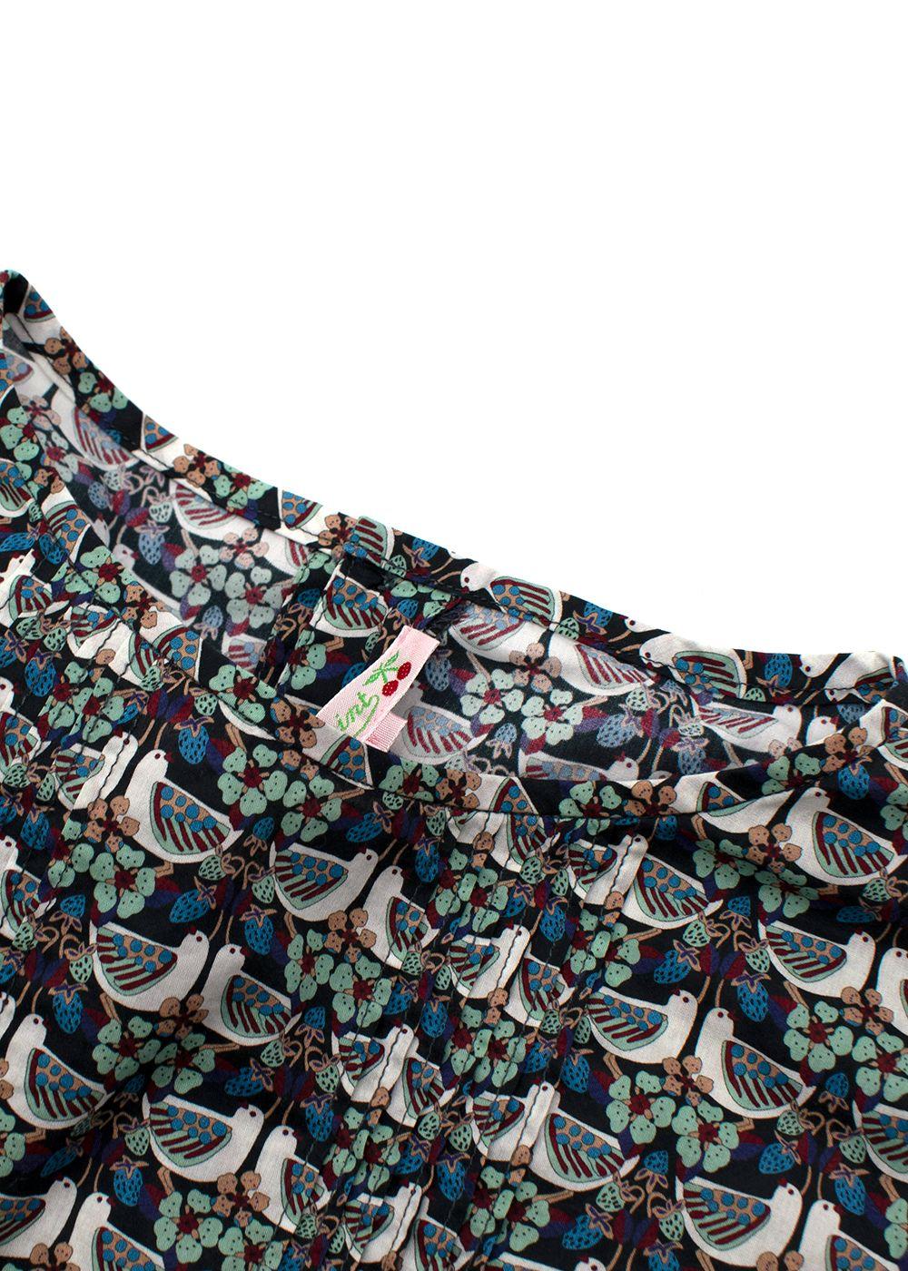 Bird Floral Printed Cotton Top