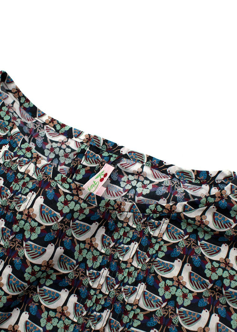 Bird Floral Printed Cotton Top