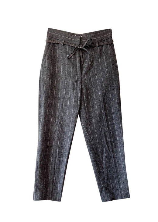 Brunello Cucinelli Grey Pinstripe Belted Trousers