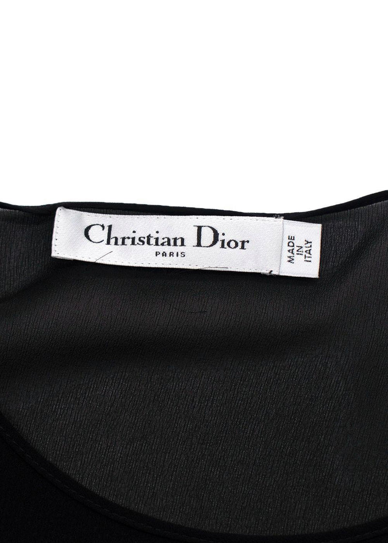 Christian Dior Black Leather Fringe Tunic Mini Dress