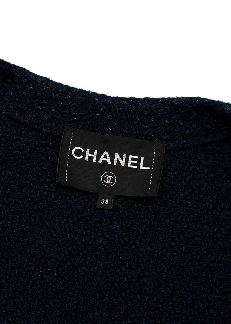 Chanel Navy Cotton Tie Front Cardigan