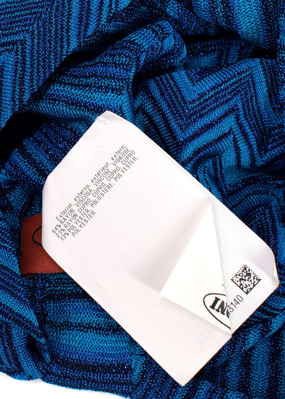 Missoni Blue Two-tone Zig-zag Knit Turban
