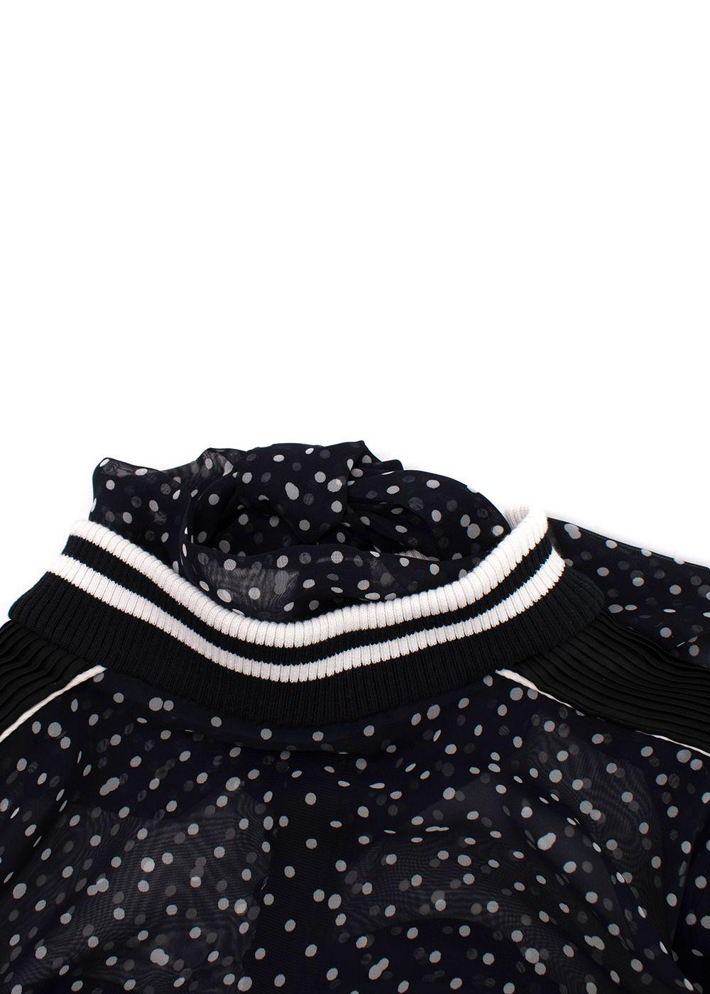 Sacai Navy Polka Dot Long Sleeve Midi Dress