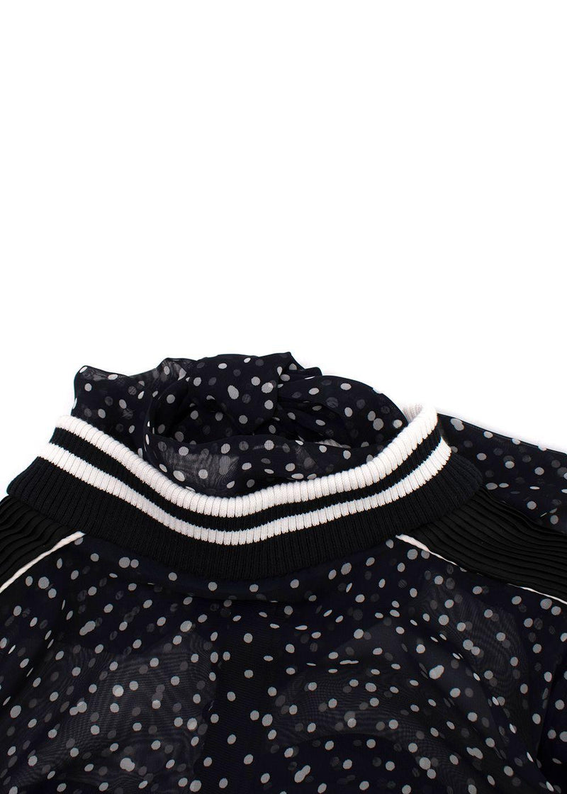Sacai Navy Polka Dot Long Sleeve Midi Dress
