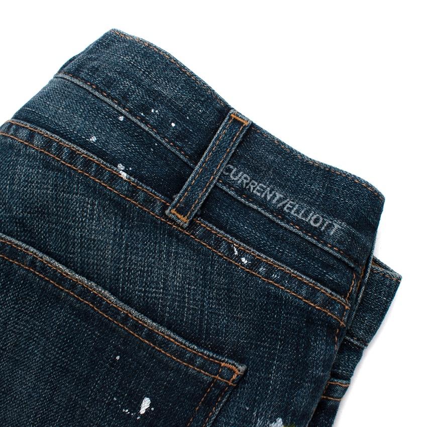 Current Elliott Blue Denim The Skinny Paint Jeans
