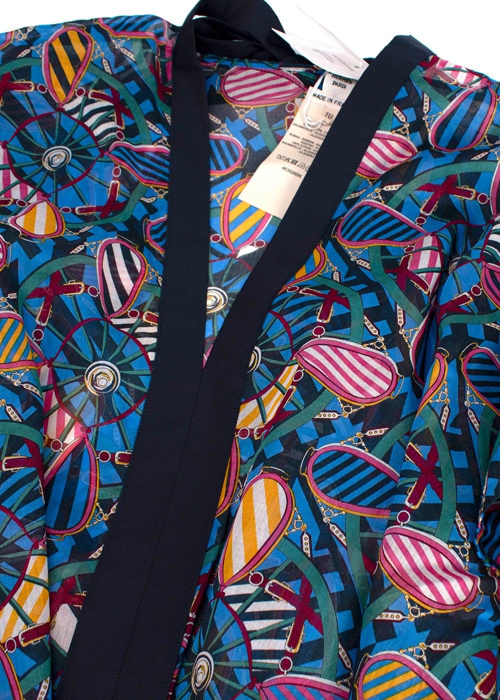 Hermes Blue Patterned En Roue Libre Beach Caftan Dress