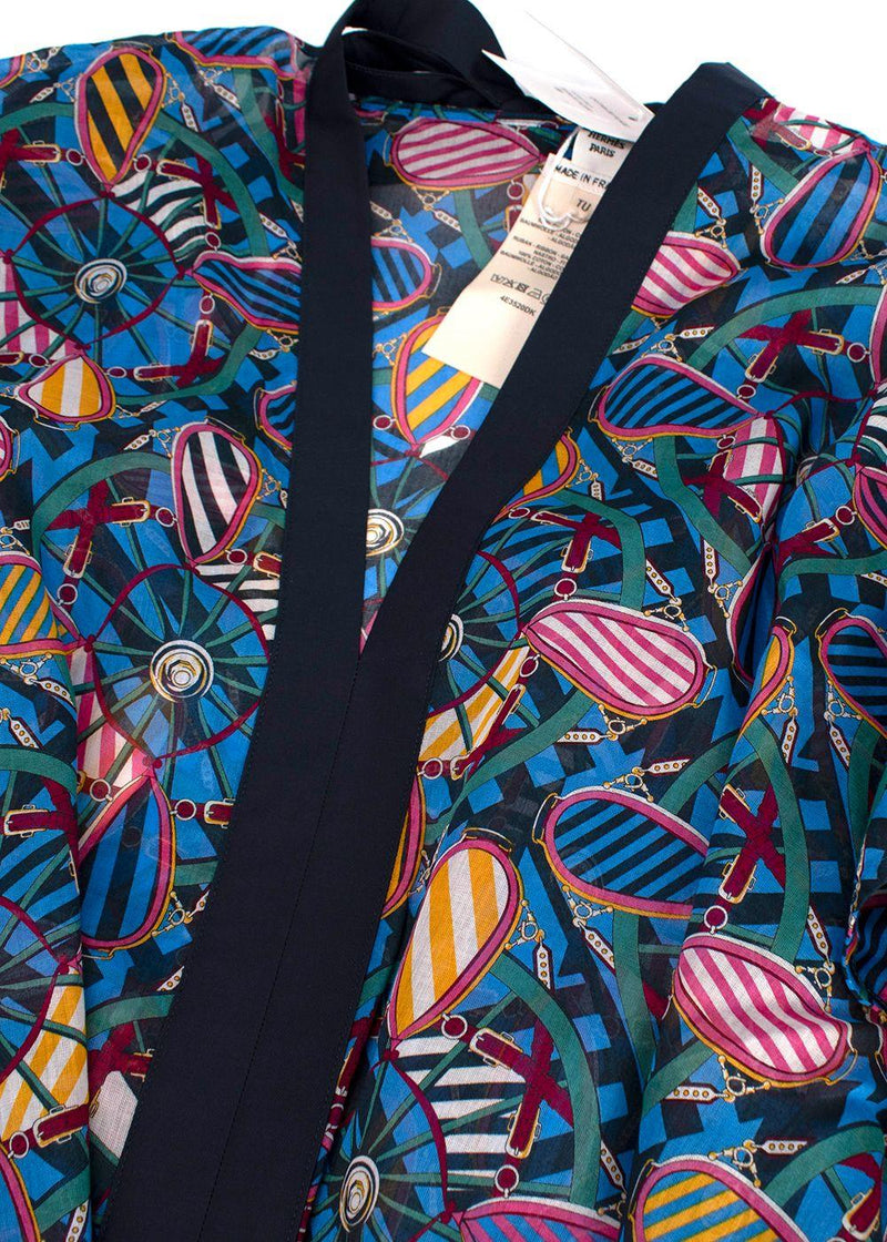 Hermes Blue Patterned En Roue Libre Beach Caftan Dress