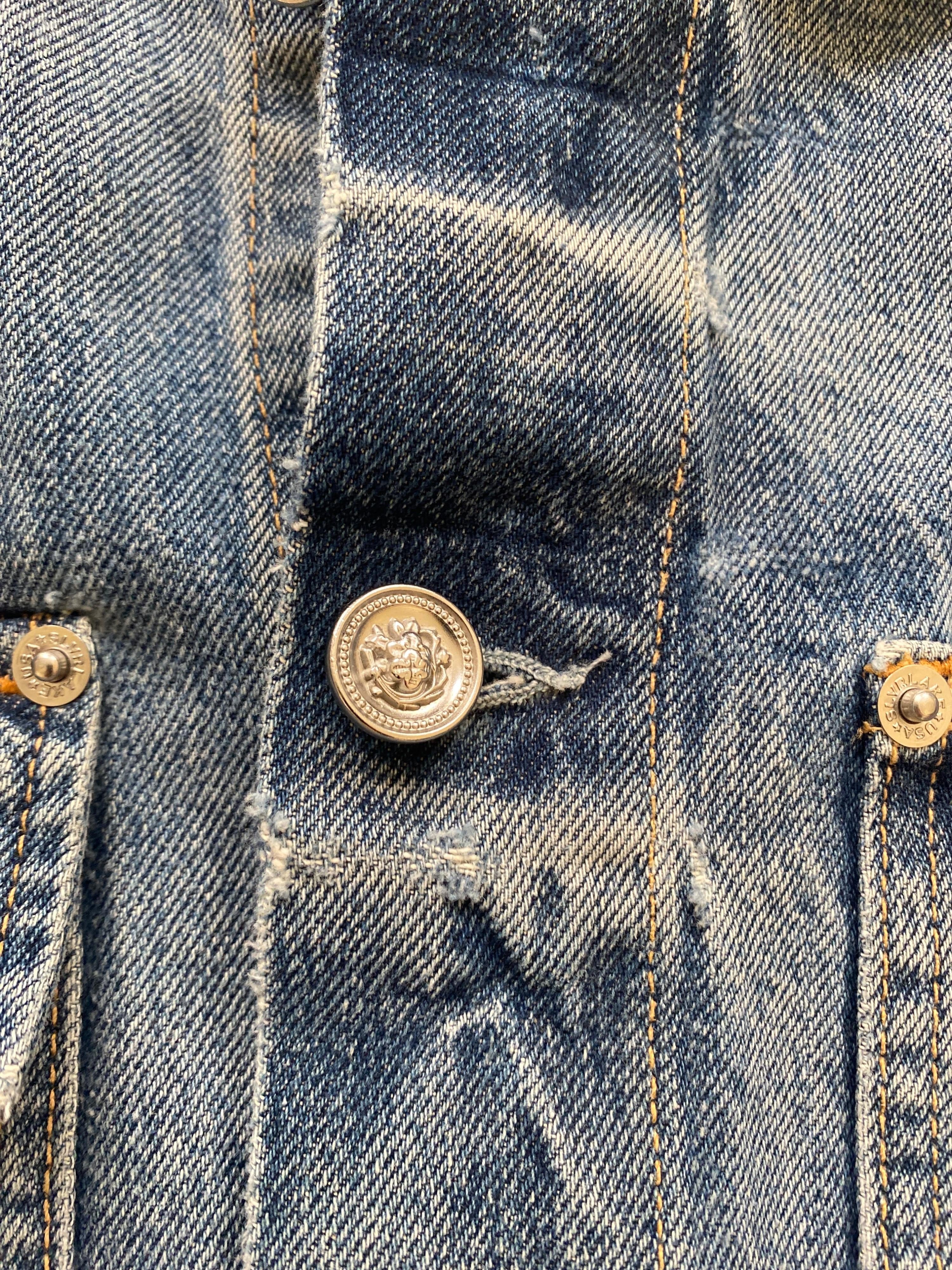 Distressed Denim Worker Utility Jacket