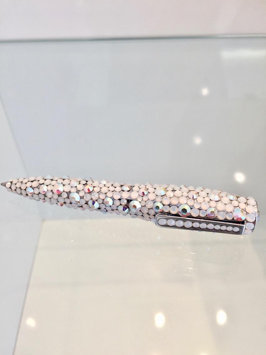 Ambrosia White Silver Iridescent Swarovski Crystal Ball Point Pen