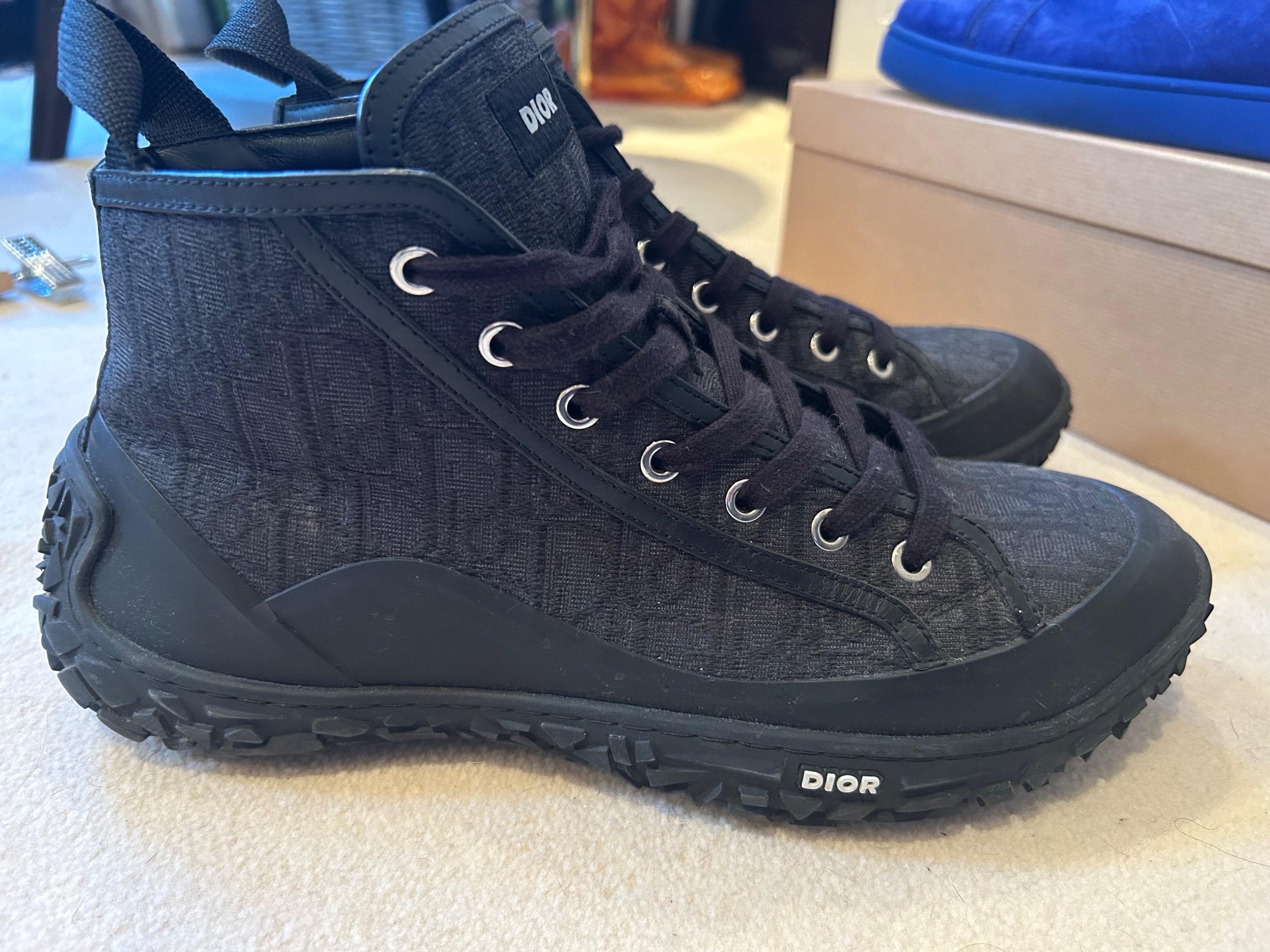 Dior Black Oblique Jacquard High Top Sneakers