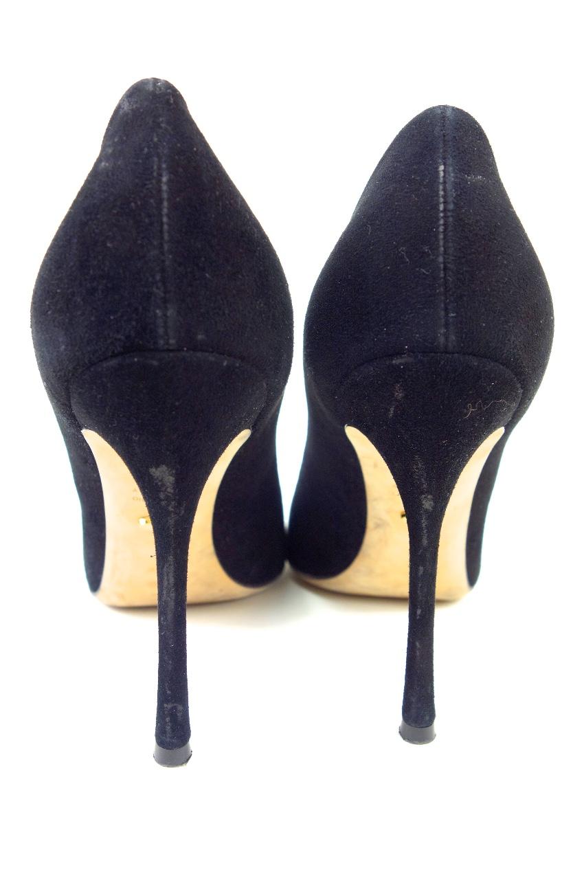 Sergio Rossi Black Suede & Leather Pumps