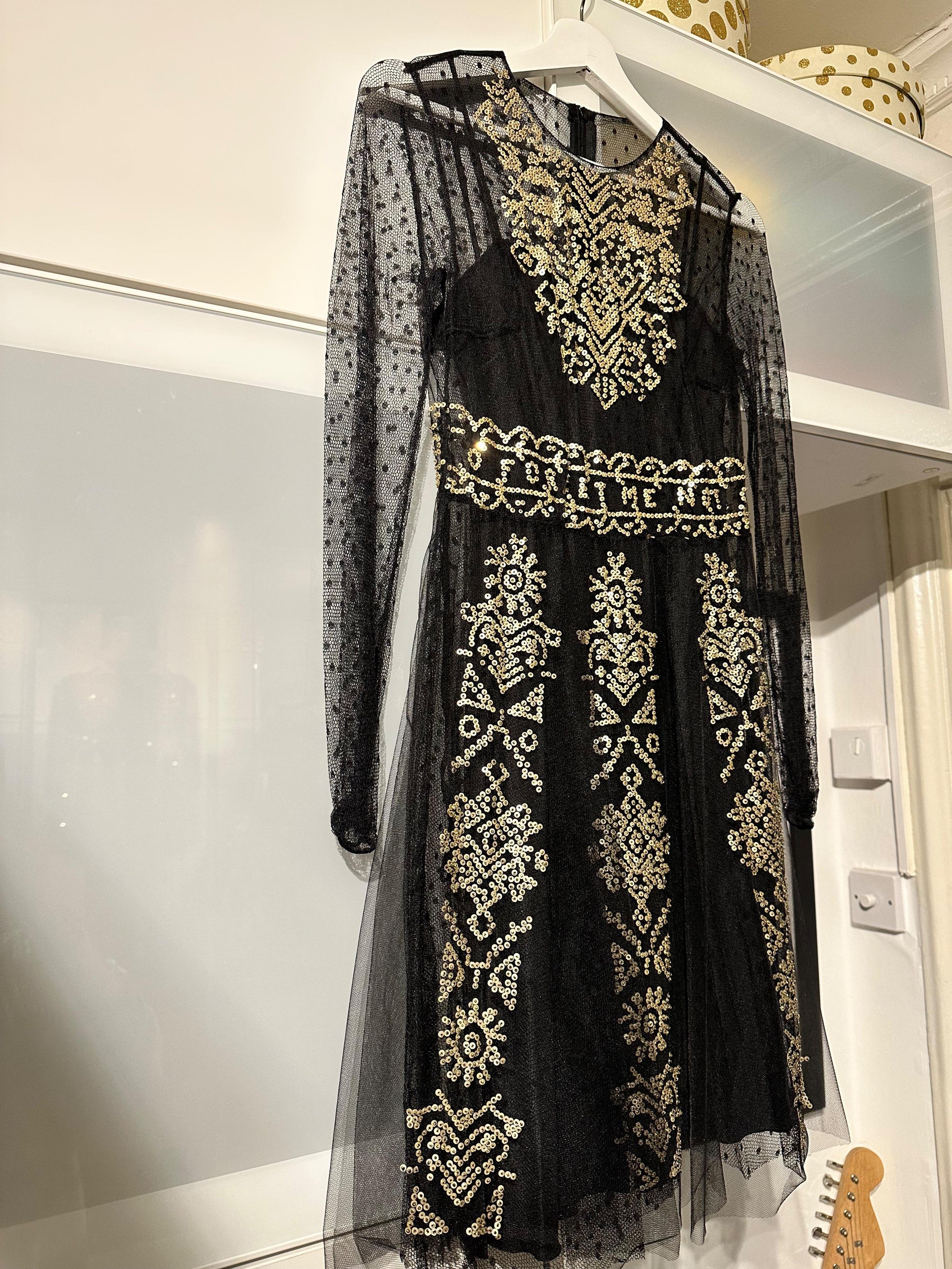 Red Valentino Black Sequin Embellished Mini Dress