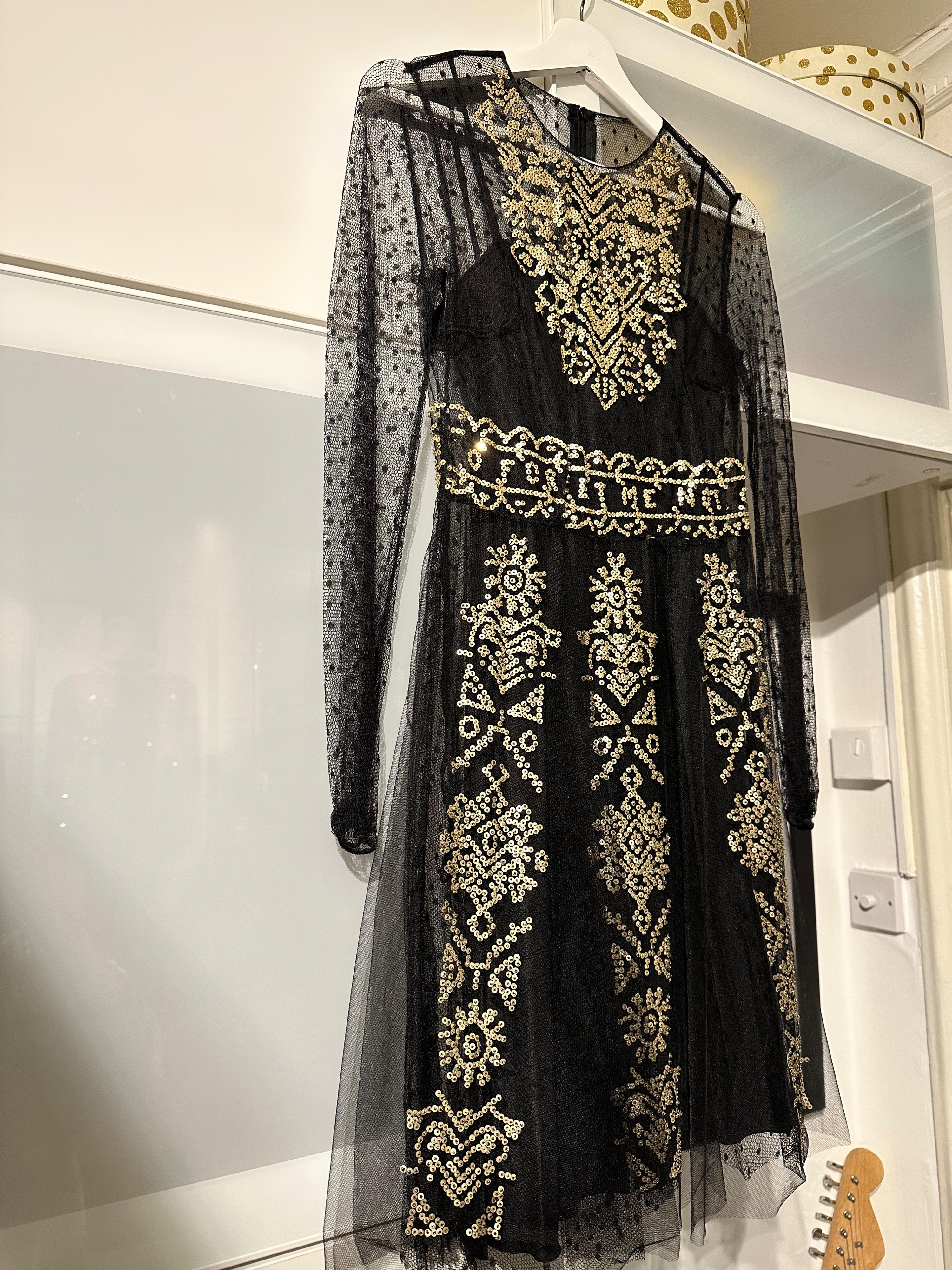 Red Valentino Black Sequin Embellished Mini Dress