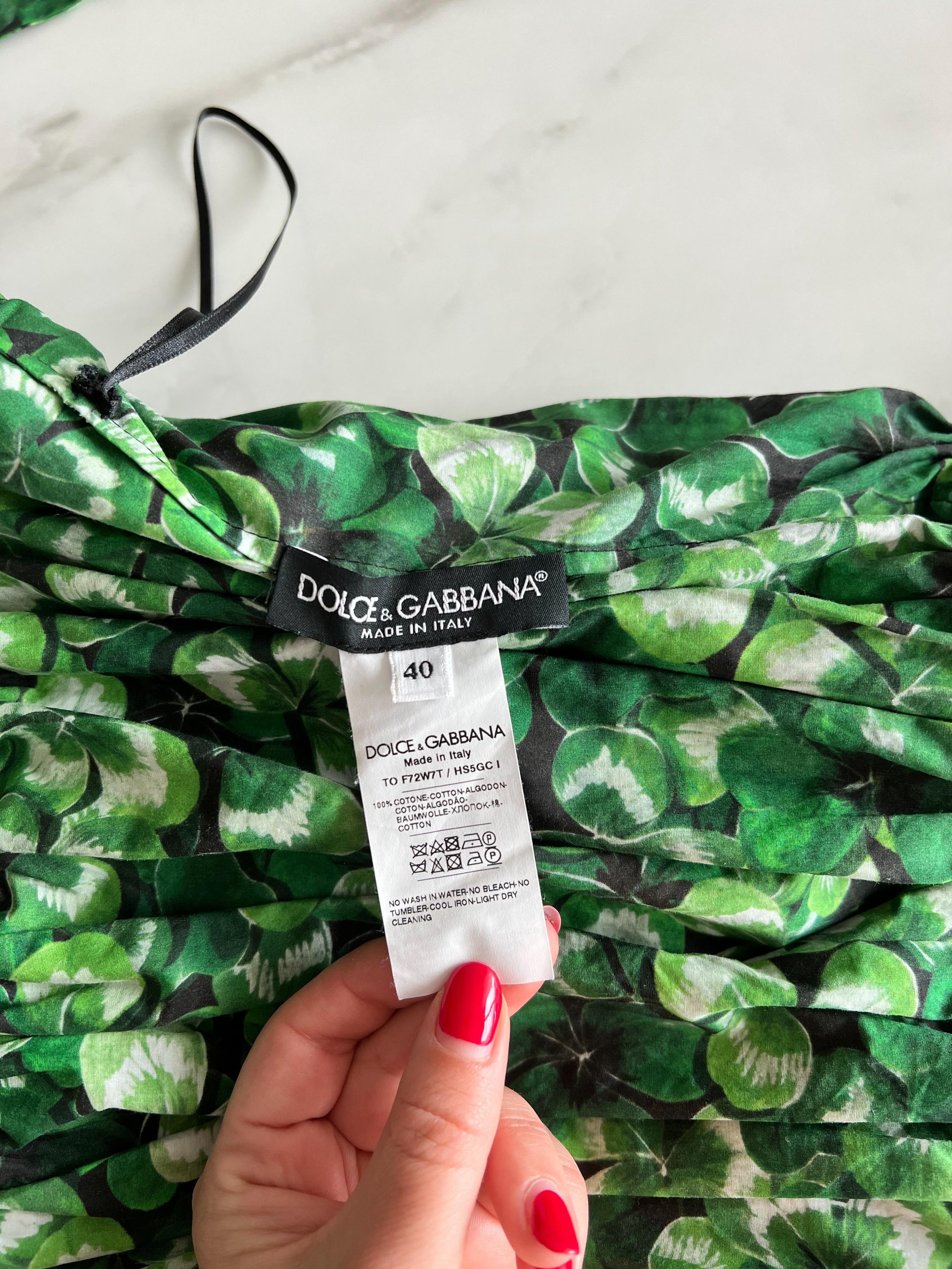 Clover print cotton tiered top