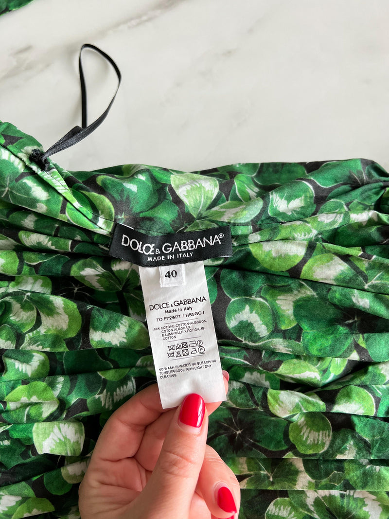 Clover print cotton tiered top