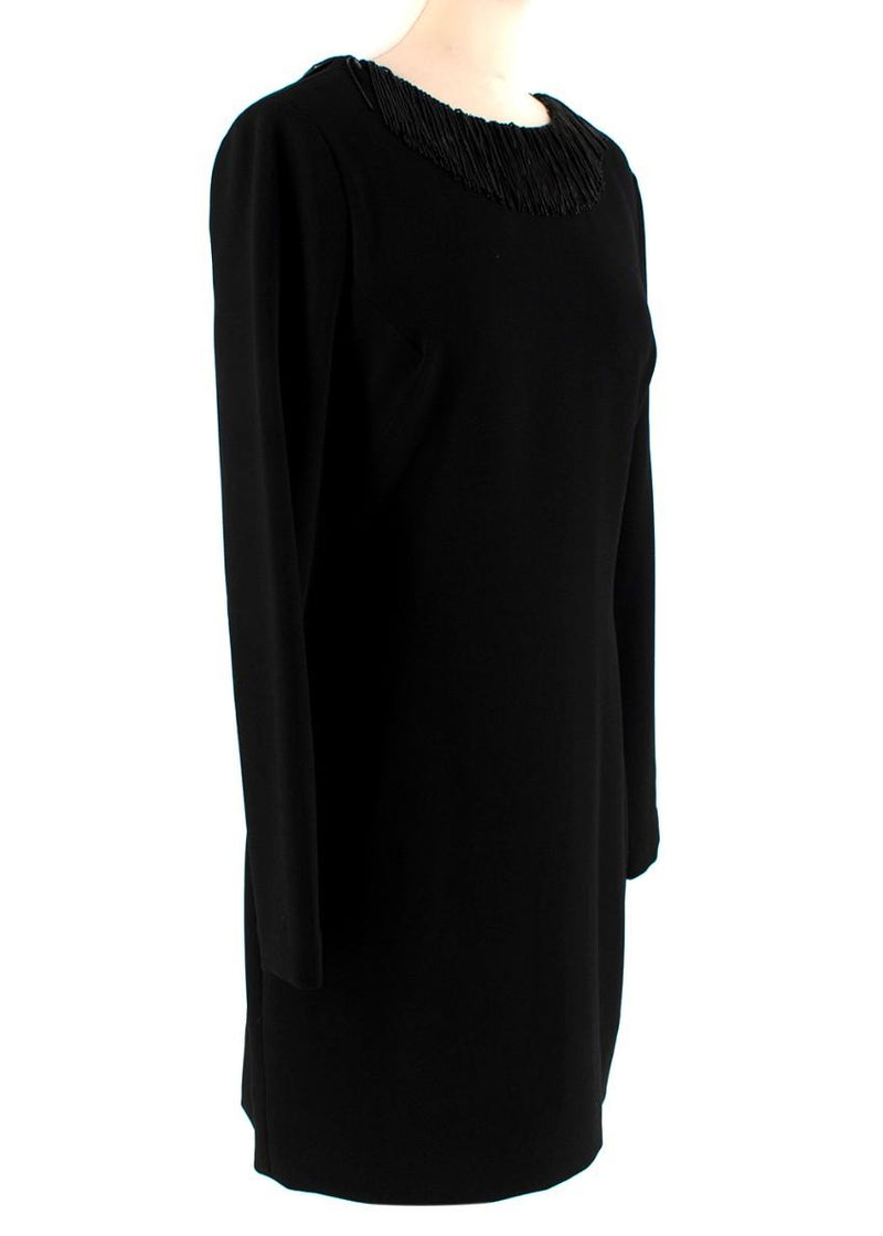 Diane von Furstenberg Black Fringed Embellished Lace Back Dress