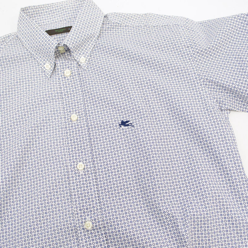 Etro Kids Blue and White Squares Printed Shirt