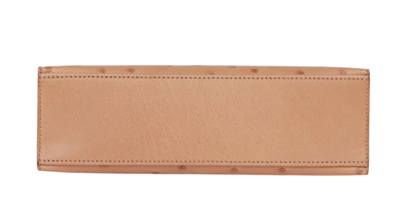 22cms Mini Pochette  Autruche Chai Gold Hardware
