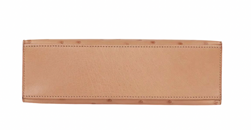 22cms Mini Pochette  Autruche Chai Gold Hardware