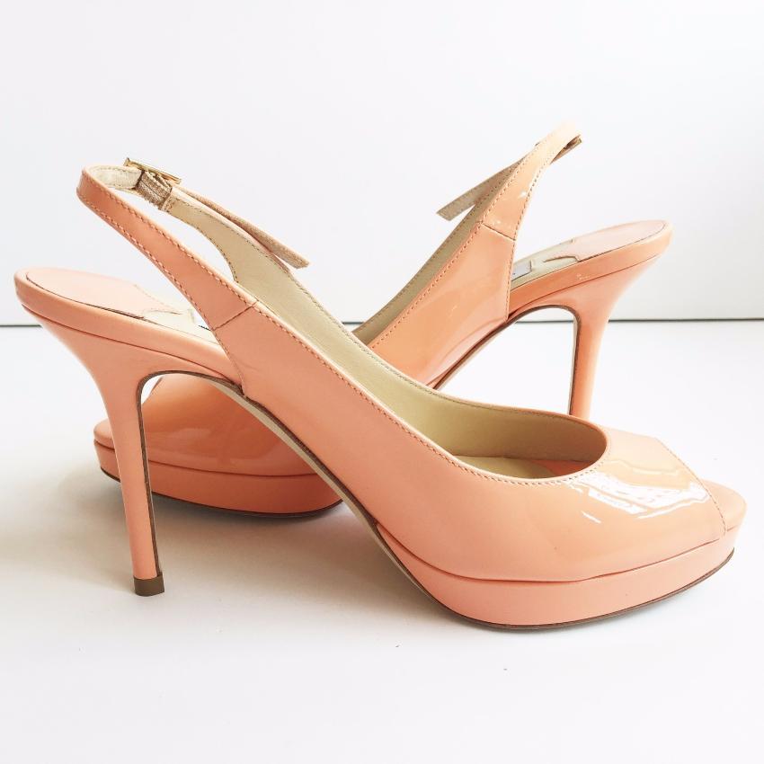 Jimmy Choo Nova Patent Leather Slingback Platform Sandals