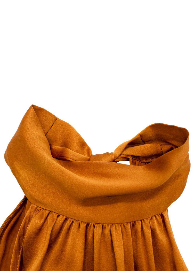 The Sei Burnt Orange Sleevless Silk Tie Blouse
