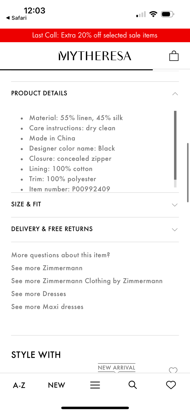 Zimmermann  Floral Linene Black Midi Dress
