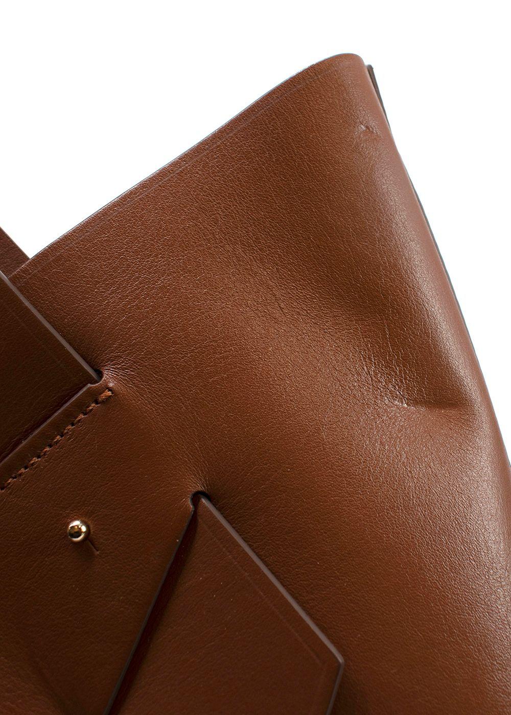 Carolina Santo Domingo Brown Leather Amphore Melone Bucket Bag