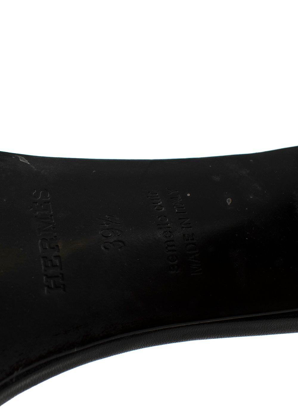 Hermes Black Leather Manege Sandals