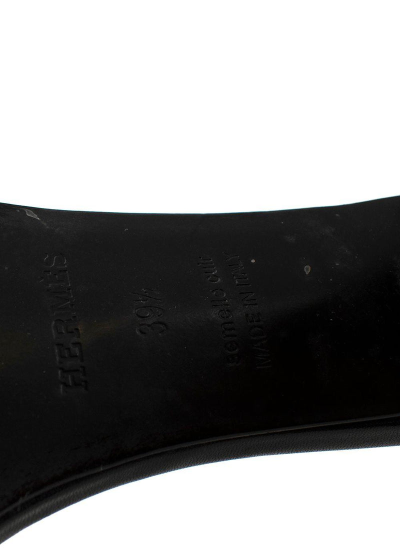 Hermes Black Leather Manege Sandals