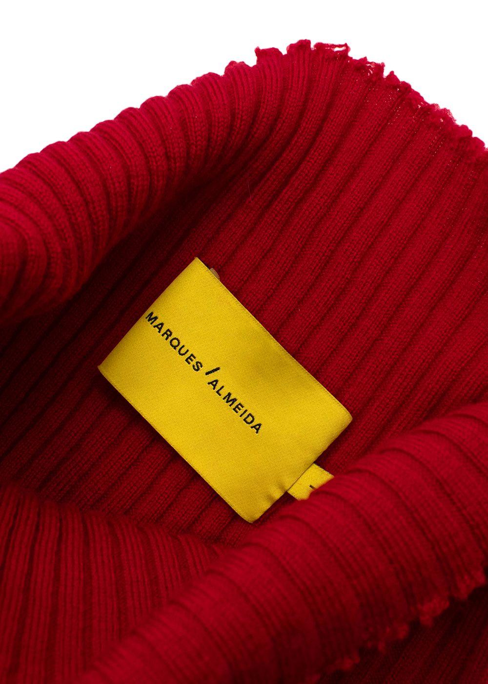Marques Almeida Red Knitted Asymmetric Wool Dress