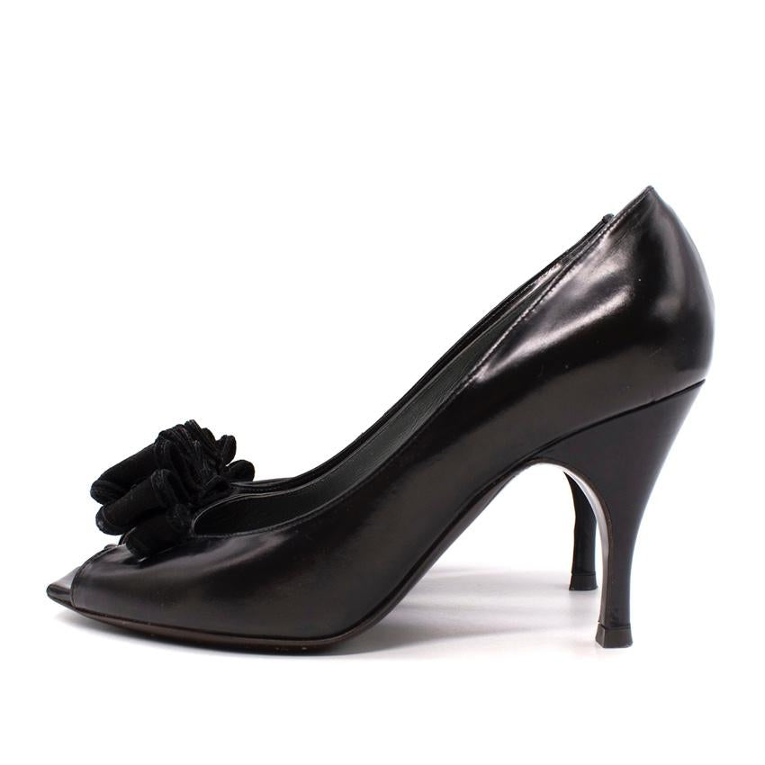 Marc Jacob Black Ruffle Open Toe Pump