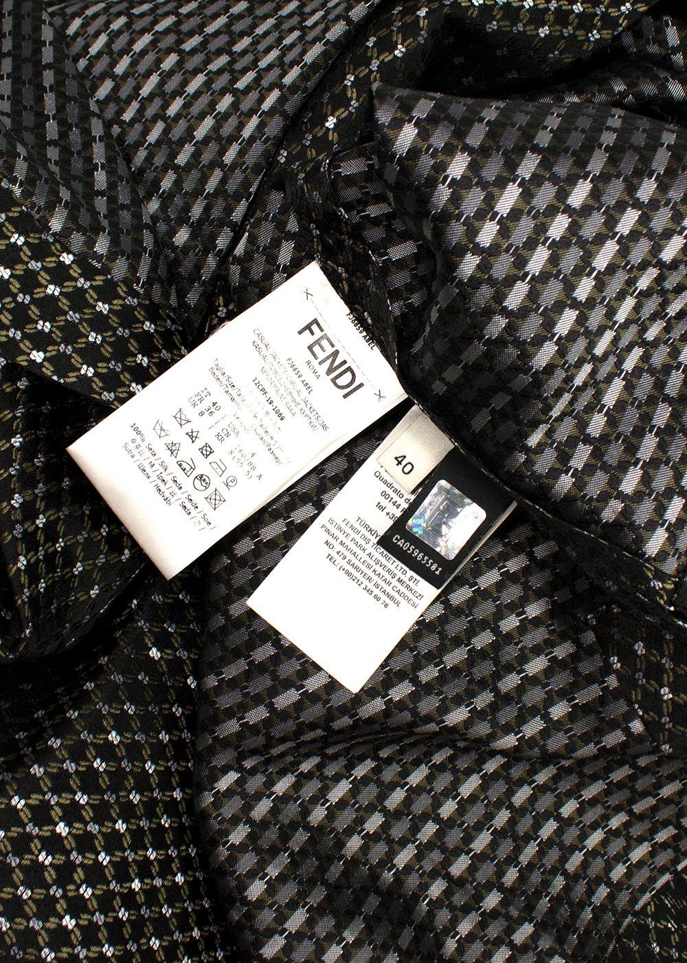 Fendi Black Silk Printed Button-down Shirt