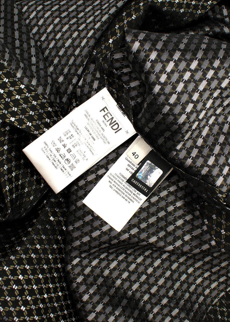 Fendi Black Silk Printed Button-down Shirt