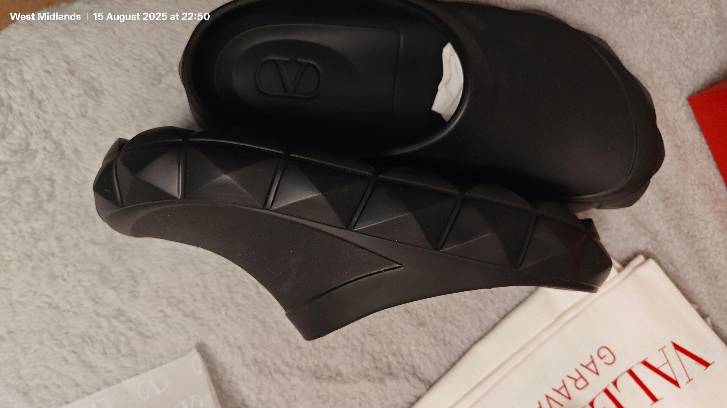Valentino Black Rubber Slides