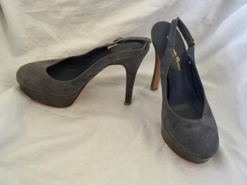 Gianvito Rossi Grey Suede Slingback Sandals