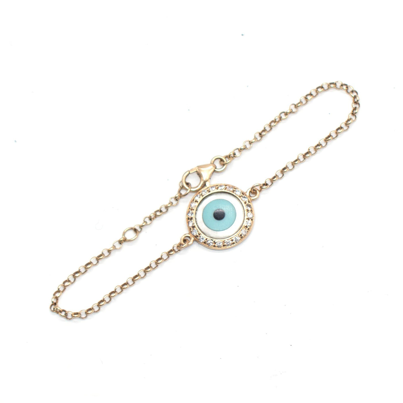 Bespoke Gold, Diamond And  Enamel Evil Eye Bracelet