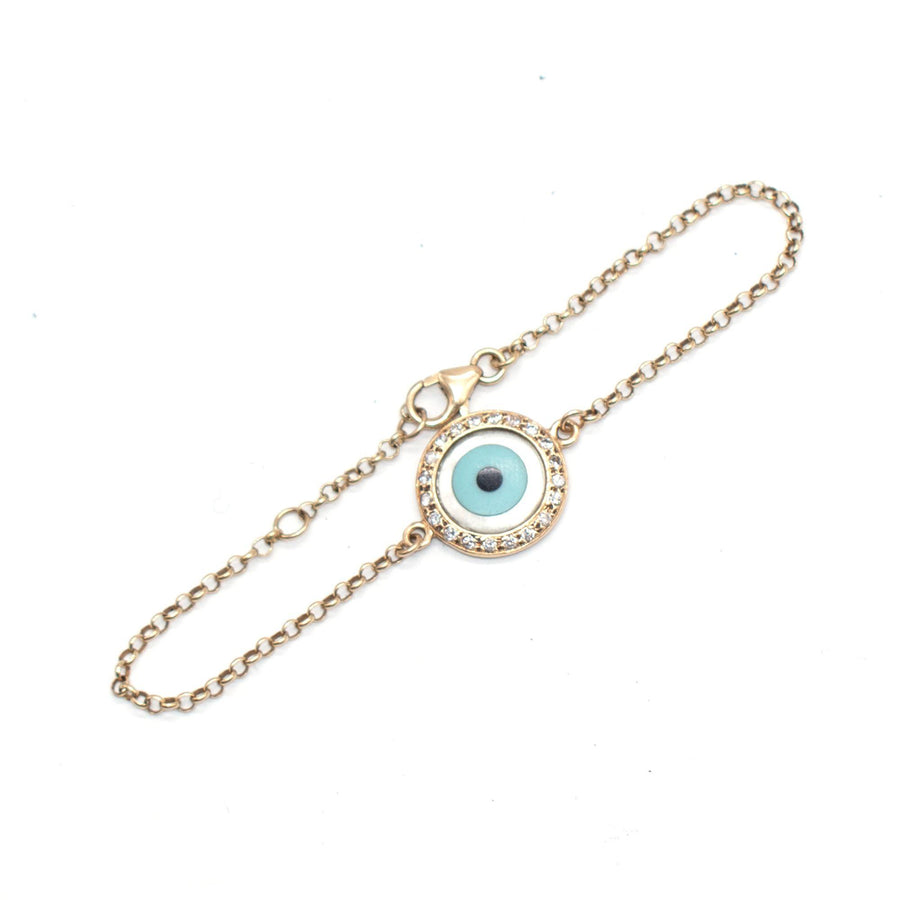 Bespoke Gold, Diamond And  Enamel Evil Eye Bracelet