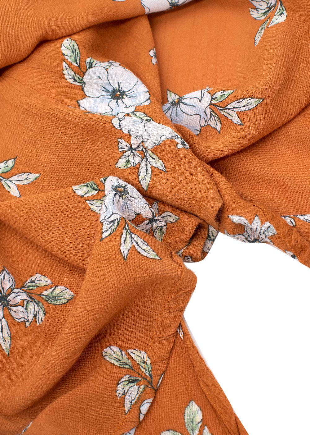 orange floral wrap dress
