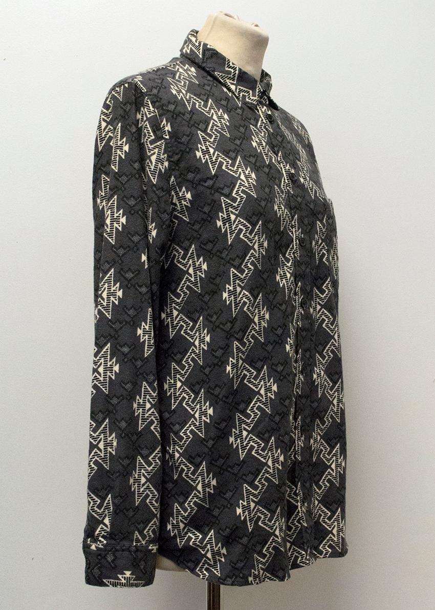 BDG Charcoal and white geometric print shirt