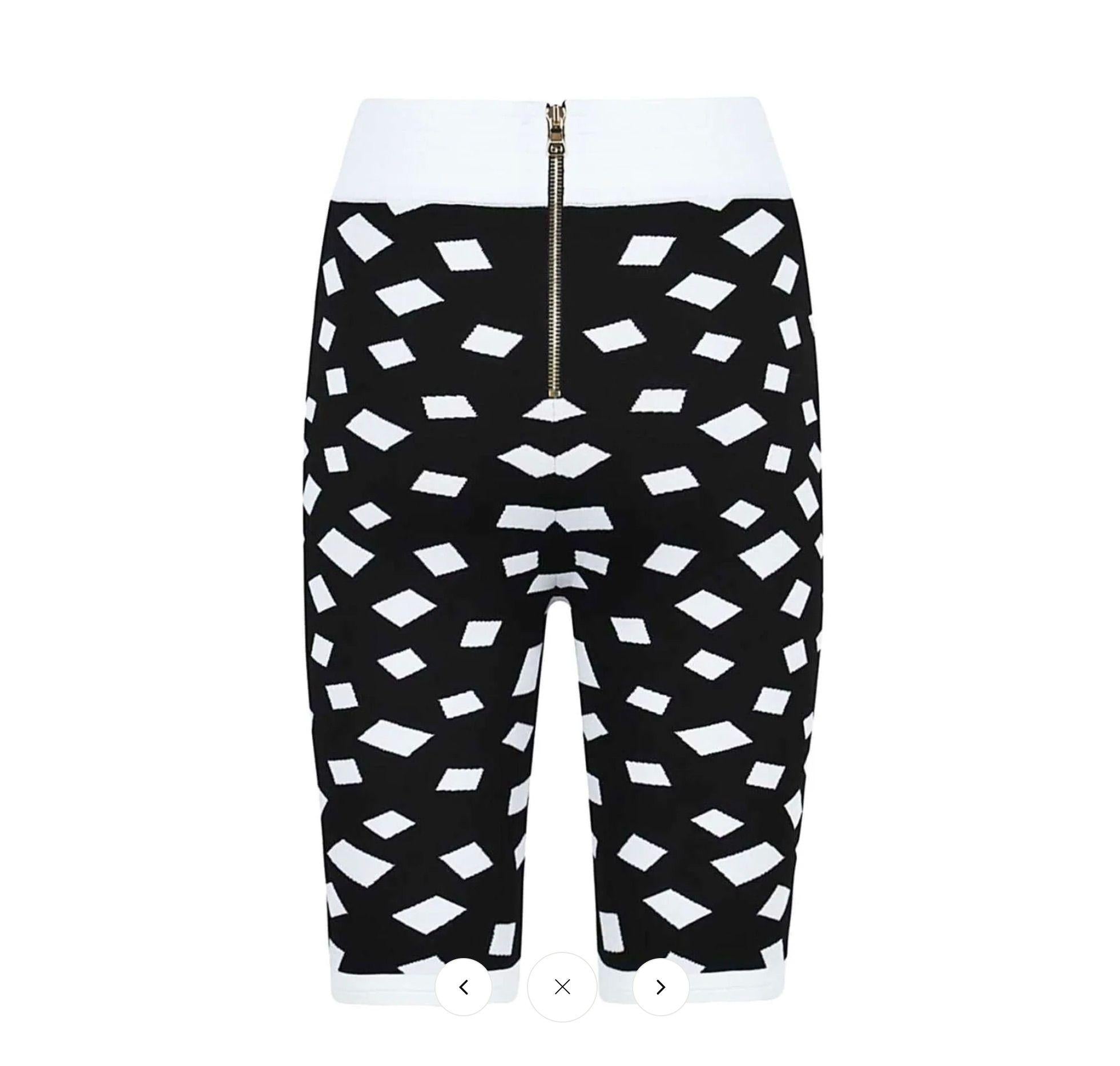 Balmain Black and White Jacquard Cycling Shorts