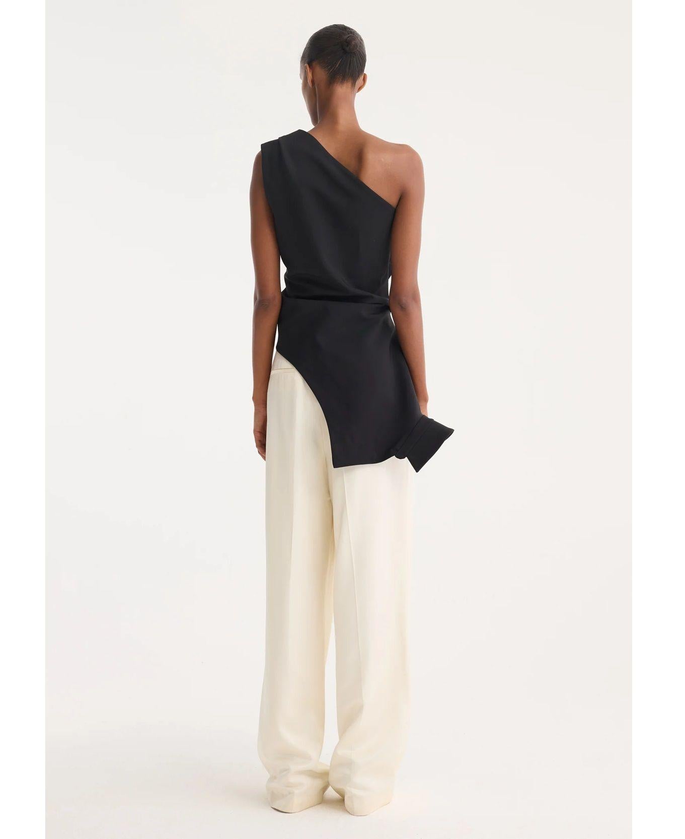 Rohe Black Wool Blend One Shoulder Top