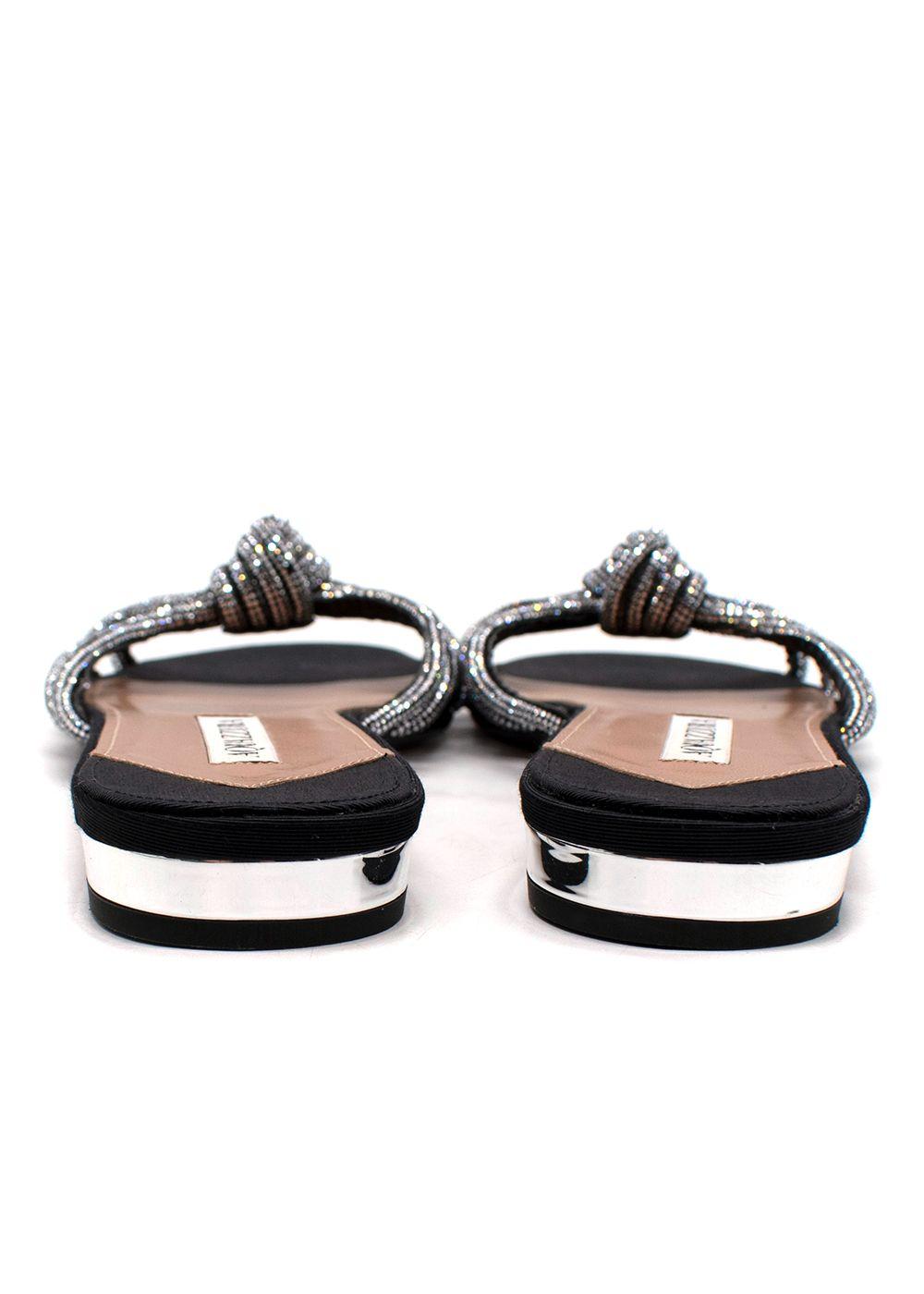 Aquazzura Black Crystal Flat Slides