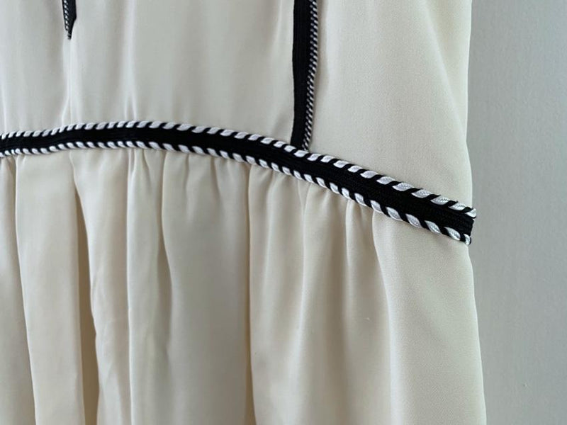 Tory Burch Cream Contrast Trim Sleeveless Top