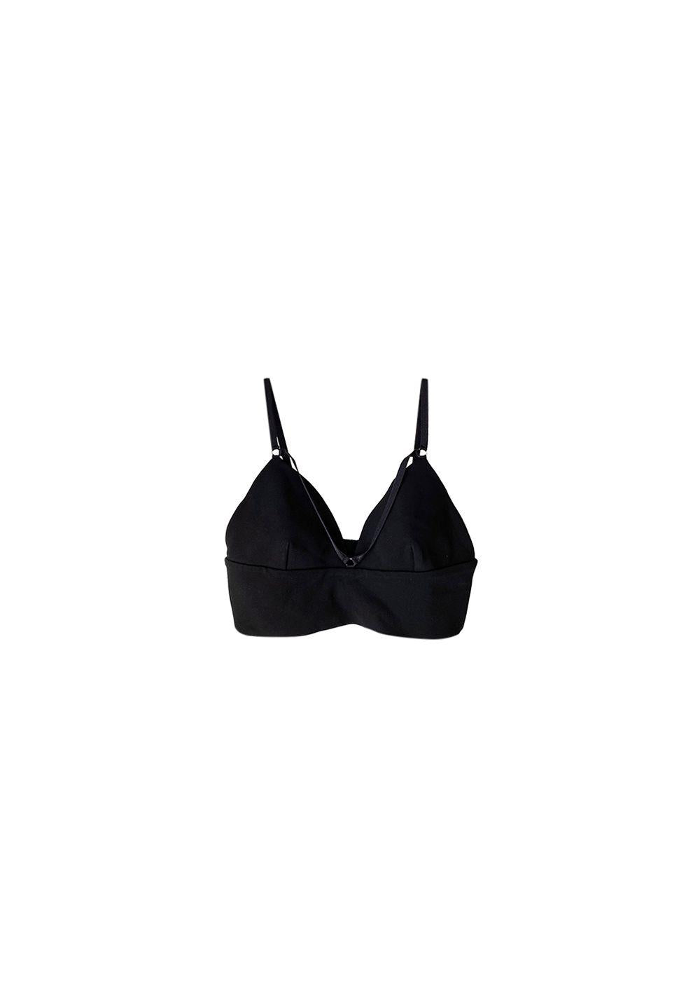 Black Stretch Faille Triangle Bralette