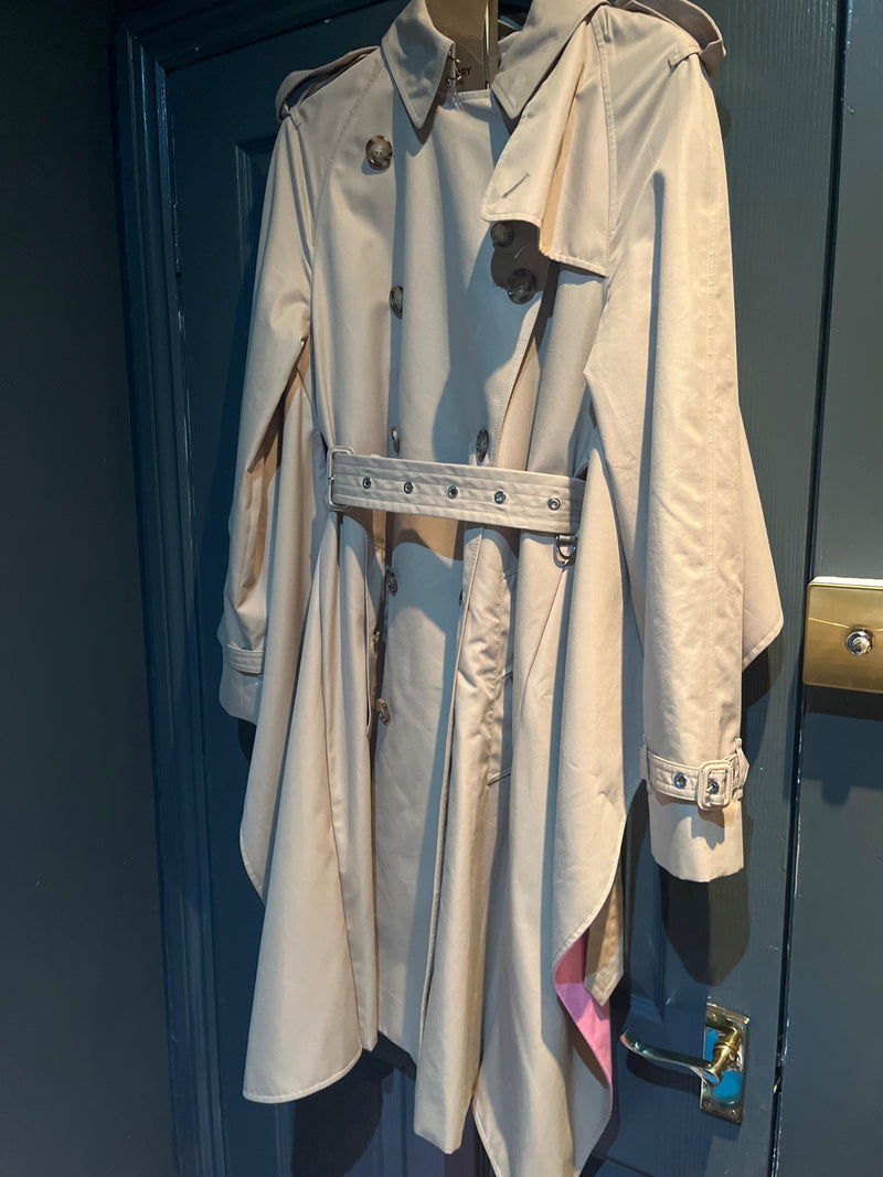 Burberry Soft Fawn Cape Trench Coat with Contrast Detail