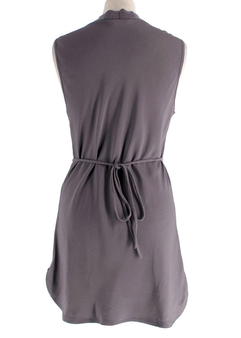 Brunello Cucinelli Cashmere Wool Grey Draped Top with Waist Tie