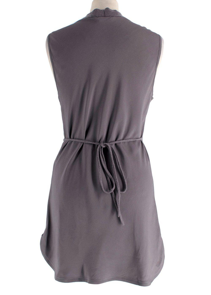 Brunello Cucinelli Cashmere Wool Grey Draped Top with Waist Tie