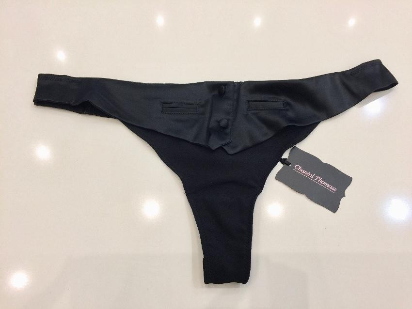 Chantal Thomass Black Satin Pad Bra & Thong Set